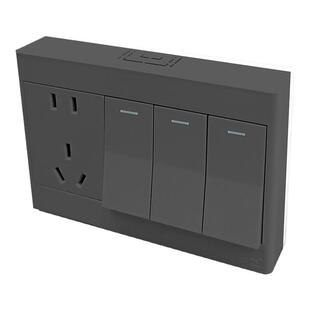 锦迈灰色正品明装插座三开五孔薄面板3开5孔单双控明线盒开关插座