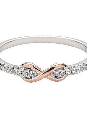 男女纯银简约镶钻轻奢情侣指环