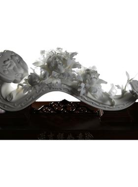 锵锵陶瓷吉祥如意手工白瓷花摆件