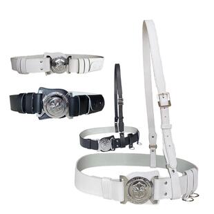 加厚加硬黑白色真皮执勤武装通用斜跨礼仪三角物业保安专用外腰带