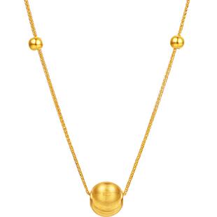 周六福黄18K金项链女金珠链坠金Au750多彩时尚情人节礼物送女友