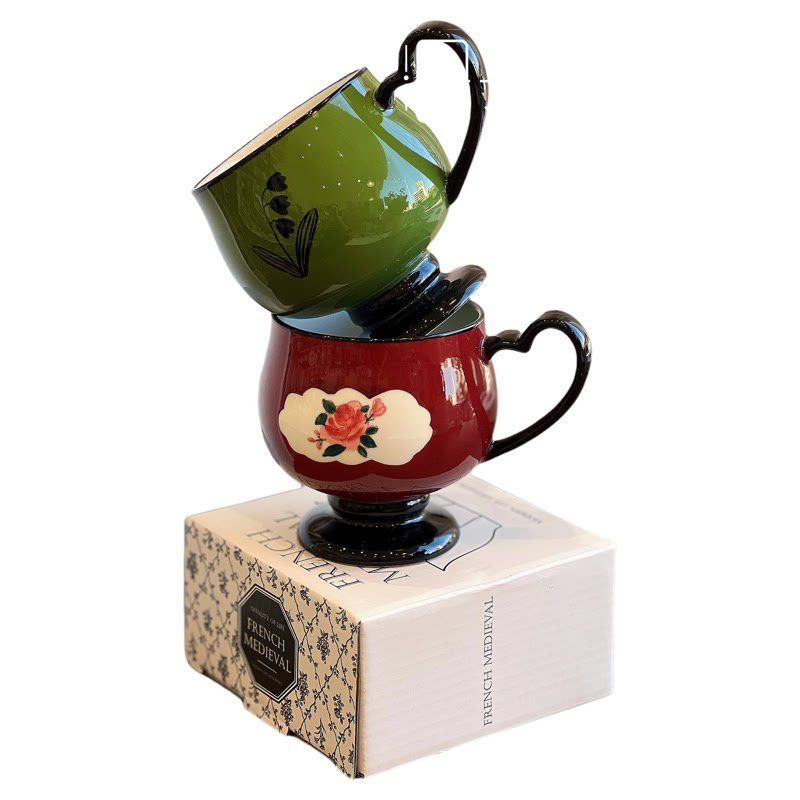 中古风陶瓷咖啡杯碟下午茶杯子