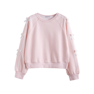 蕾丝花边设计感卫衣女春秋装2026新款宽松大码短款初中生上衣外套