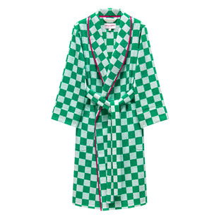 CallaAngel嘉纳安琪纯棉浴袍棋盘格柔软吸水男全棉毛巾料女睡袍