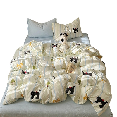 ins风水洗棉被套单件四件套