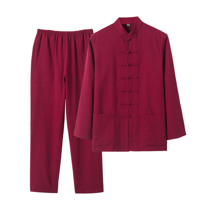 春夏季长袖复古棉麻禅修服唐装