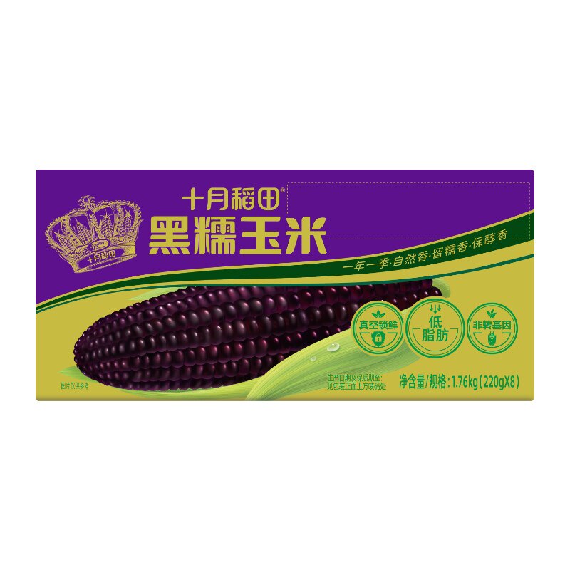 十月稻田东北黑玉米苞谷软糯甘甜大棒花青素清香真空新鲜食品早餐