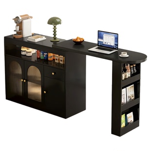 可伸缩实木吧台桌餐边柜一体家用客厅小户型隔断阳台靠墙沙发边柜