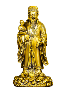 黄铜福星高照摆件全铜工艺礼品家用佛堂供奉客厅乔迁礼物子孙满堂