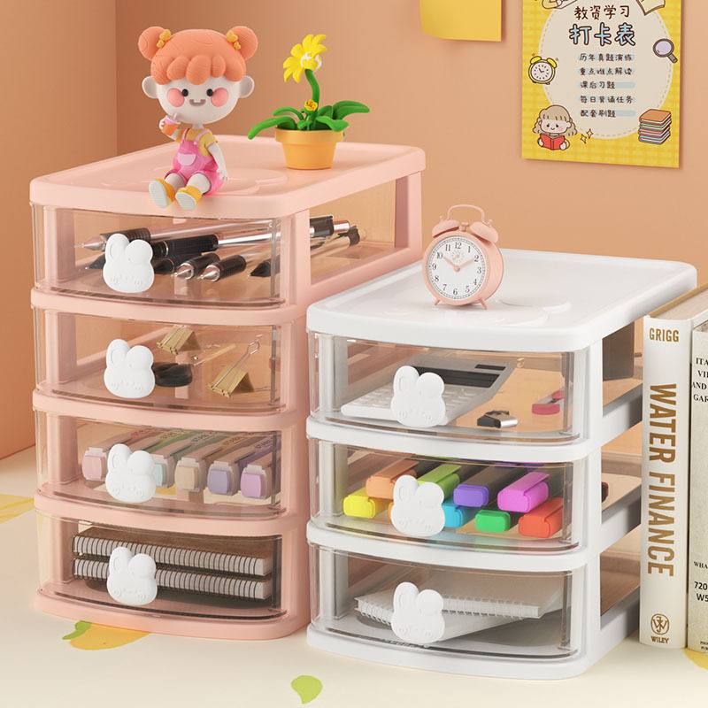 新品 文具手帐学生桌面收纳盒抽屉式整理儿童发饰书桌上手账笔筒