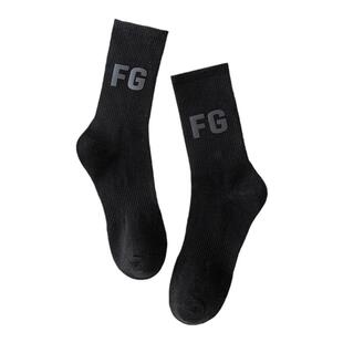 ESS立体字母美式街头长筒袜子ins潮袜FG男女高街纯棉运动中筒袜子