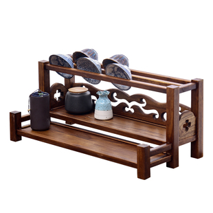 茶台台面茶架茶杯架实木茶壶架茶具收纳架茶桌博古架小架子置物架