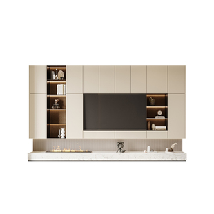 欧派电视柜定制客厅家用电视背景墙一体满墙书架书柜收纳储物柜