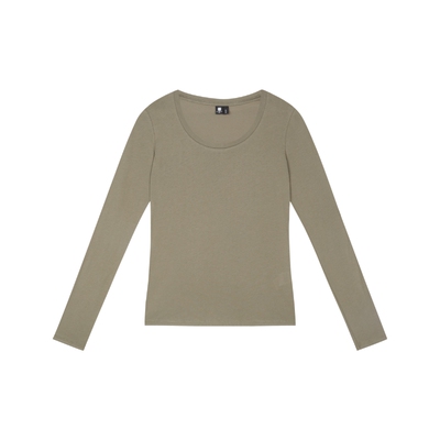 oneup薄款显瘦U领长袖T恤