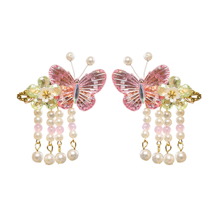 2026花朵唐装儿童古风发夹女宝宝汉服公主头饰中国风超仙流苏对夹