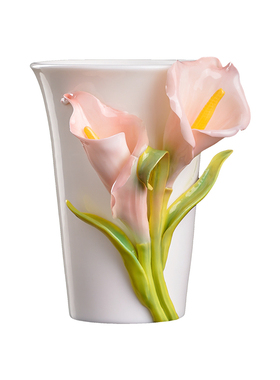 东方泥土釉下彩马蹄莲瓷花可乐杯