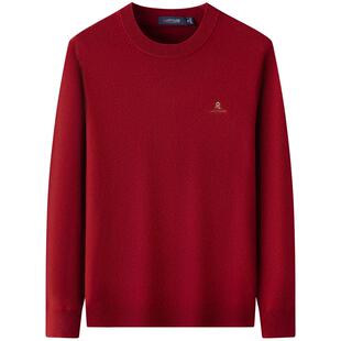 [一线成衣/纯羊毛]梦特娇羊毛衫圆领毛衣男款秋冬中年针织打底衫J