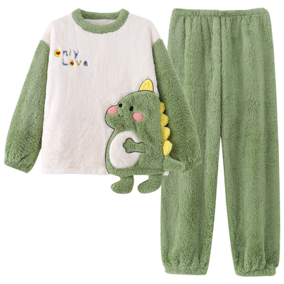 秋冬可外穿加厚儿童睡衣男孩套装