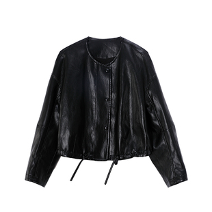 老钱奢华感皮衣外套!sofa时髦百搭酷飒感十足圆领廓形短款外套女