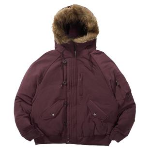 瞬时山野Monterest户外防风N2B可拆卸仿毛领短款宽松工装羽绒服男