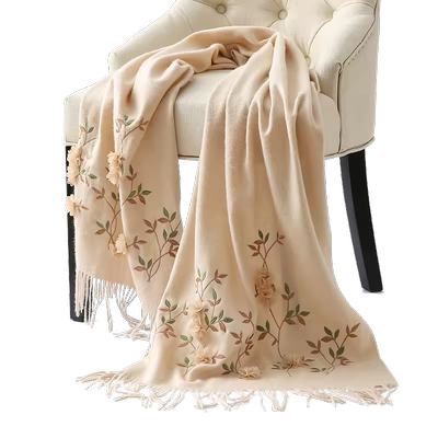 刺绣羊毛披肩冬季2023新款