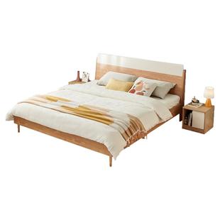 林氏家居北欧板式床双人床现代简约1米5床实木脚单人床储物床家具