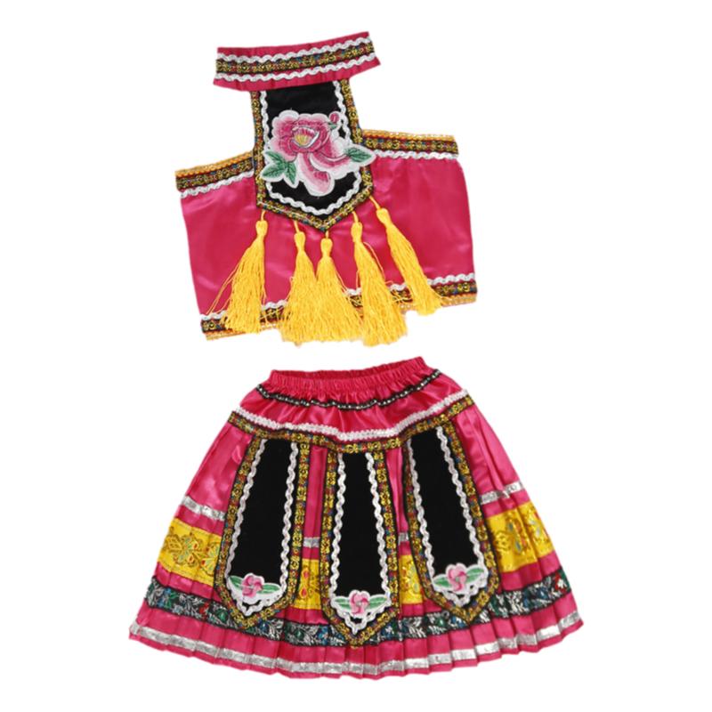 六一儿童苗族演出服少数民族表演服幼儿红山果舞蹈服女童彝族服装