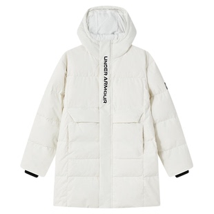 安德玛童装秋冬25新款大童连帽简约风格中长款羽绒服儿童保暖外套