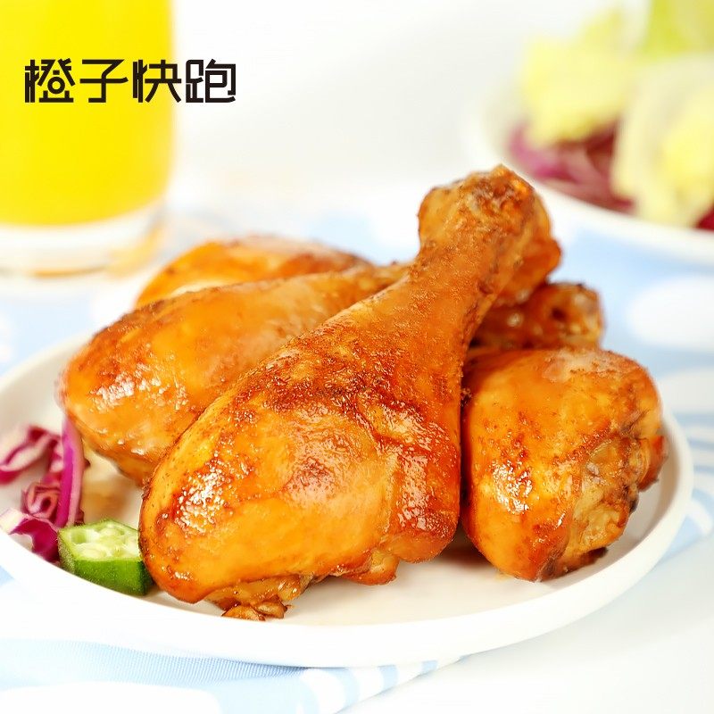 新货!橙子快跑无淀粉开袋即食去皮大鸡腿高蛋白混合多口味