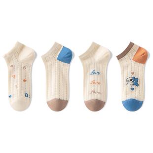 耐尔船袜女棉袜夏季薄款袜子浅口隐形袜防滑不掉跟可爱卡通短袜