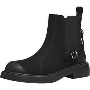 天美意复古厚底切尔西靴时装靴女鞋子加绒短靴2025冬新款BL761DD5