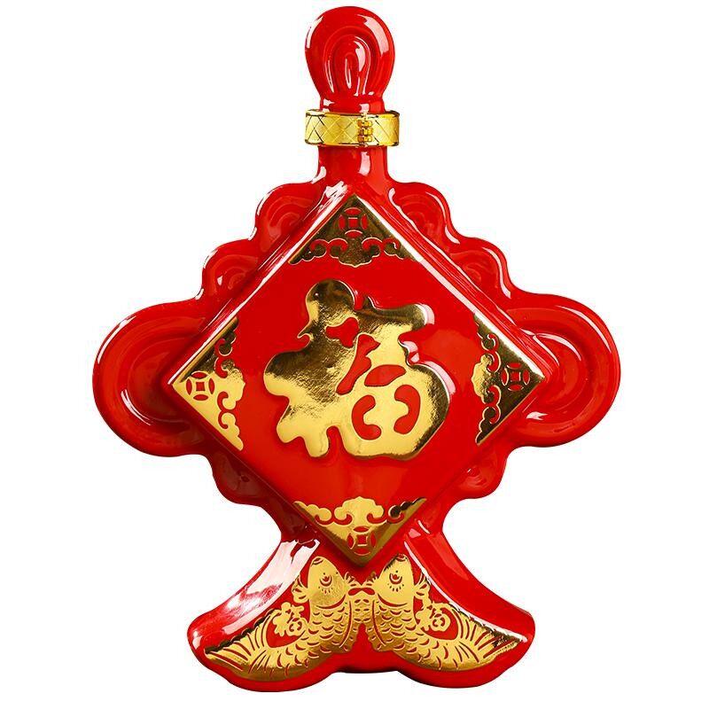 景德镇喜庆婚庆中国红陶瓷酒坛