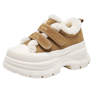 Lee Cooper时尚休闲鞋女款2025新款冬季魔术贴加绒保暖增高毛毛鞋