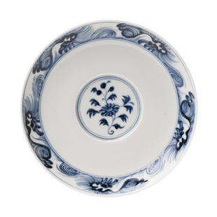 初购推荐 逐梦于浪元青花海浪茶托壶承仿古中式高档陶瓷手绘茶盘