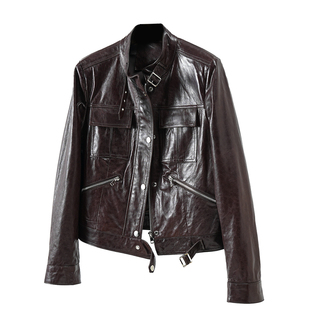 欧洲站高端小羊皮真皮皮衣女短款2026春秋新款小个子皮夹克外套