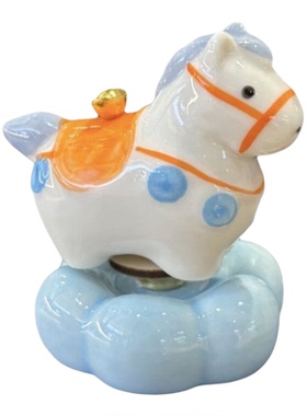 林呈陶瓷旋转小马桌面装饰摆件