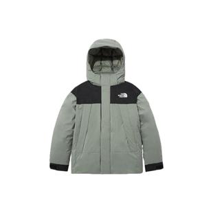 北面/THE NORTH FACE 拼接印花Logo拉链连帽羽绒服 男款 绿色