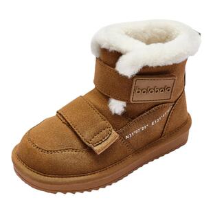 巴拉巴拉男童女童雪地靴小童加绒短靴儿童加厚靴子防滑冬季新款潮