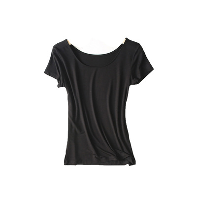 莫代尔新款白色修身风短袖t恤