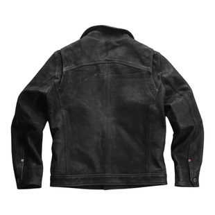 复古月牙兜反绒山羊皮夹克 翻领短款休闲真皮外套磨砂羊皮皮衣