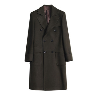 polo coat军绿色马球大衣男士复古休闲宽松中长款羊毛呢外套秋冬
