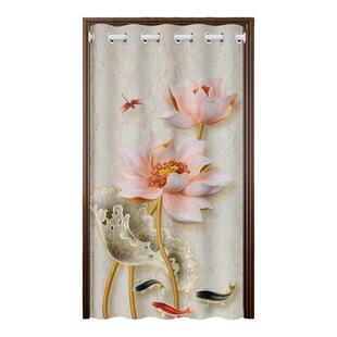 轻奢荷花高级感门帘卧室遮挡帘客厅挂钩家用空调防风卫生间隔断帘