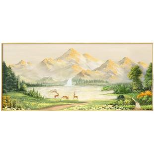 聚宝盆客厅沙发背景墙装饰画2026新款山水风景纯手绘油画挂画壁画