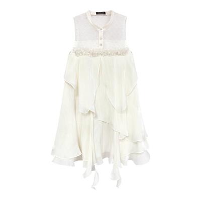 FLO NAKED夏季新款度假水晶纱层叠荷叶边连衣裙银泰百货 300170