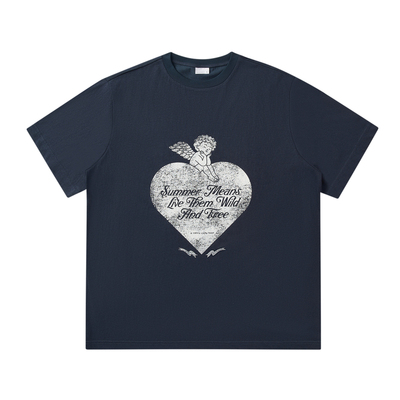 roaringwild爱心天使雪花棉短袖