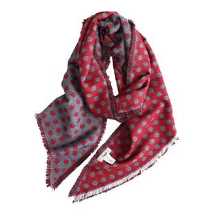 Lagur&（显白山楂红）双面色羊毛混纺围巾加长加厚女冬季保暖围脖