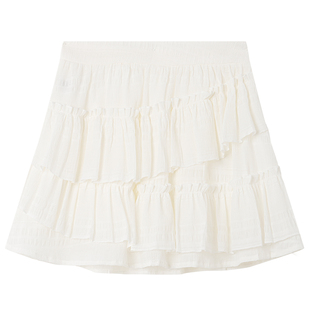 Halo Luu 白色芭蕾蛋糕裙女夏季百褶裙设计感蓬蓬裙短款a字半身裙