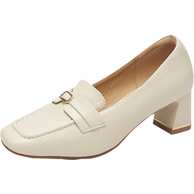 达芙妮单鞋女白色高跟气质通勤款