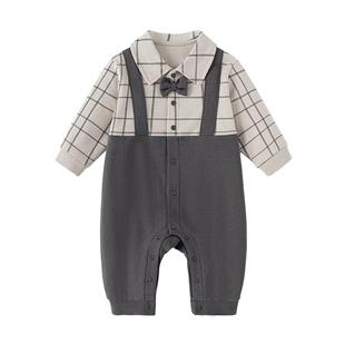 babylove【纺软织柔】婴儿连体衣春秋纯棉衣服男宝宝假两件哈衣
