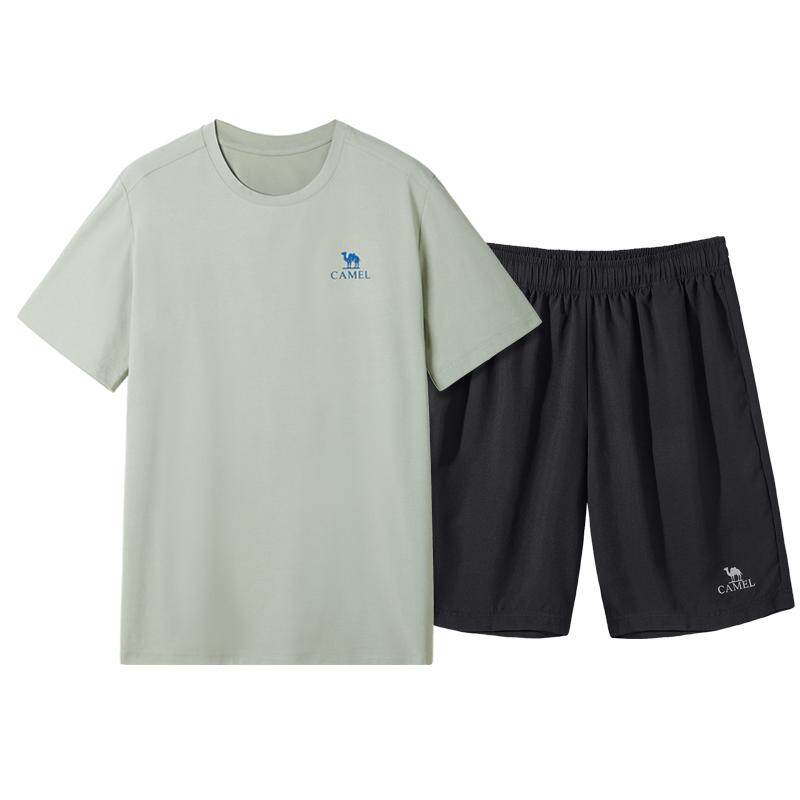骆驼男装运动休闲套装男2026夏季新款半袖速干短袖t恤男五分短裤